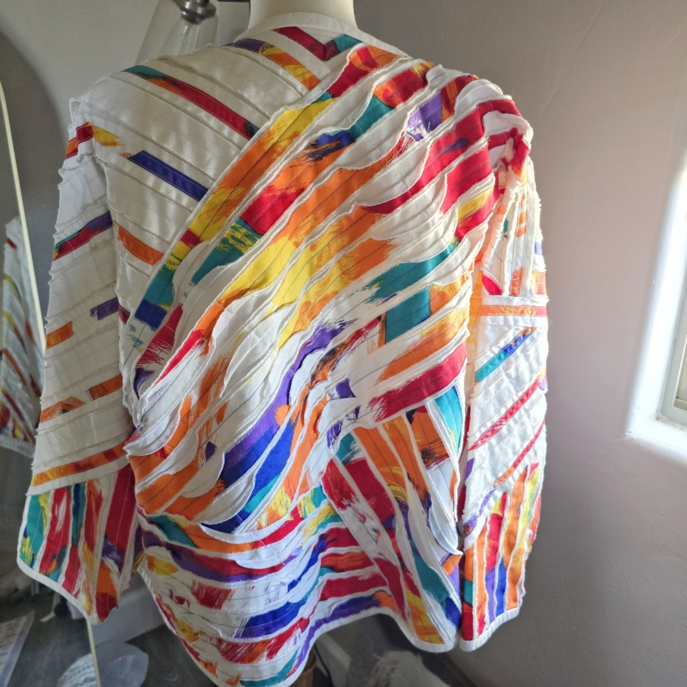 Vintage Handmade Quilted Colorful Jacket Size Small Medium - Picture 4 of 5